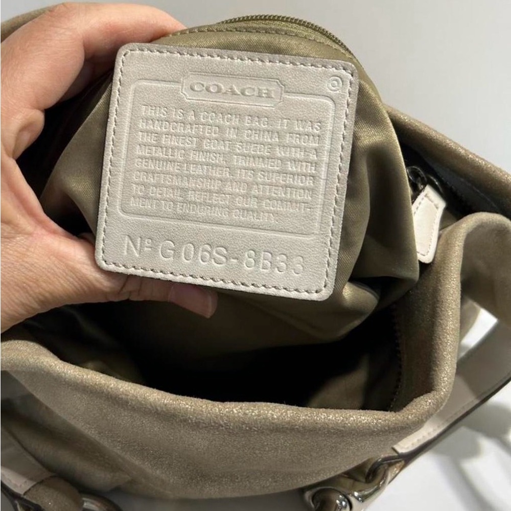 Coach Metallic Taupe Shoulder Bag with Chain Detail - Picture 4 of 7